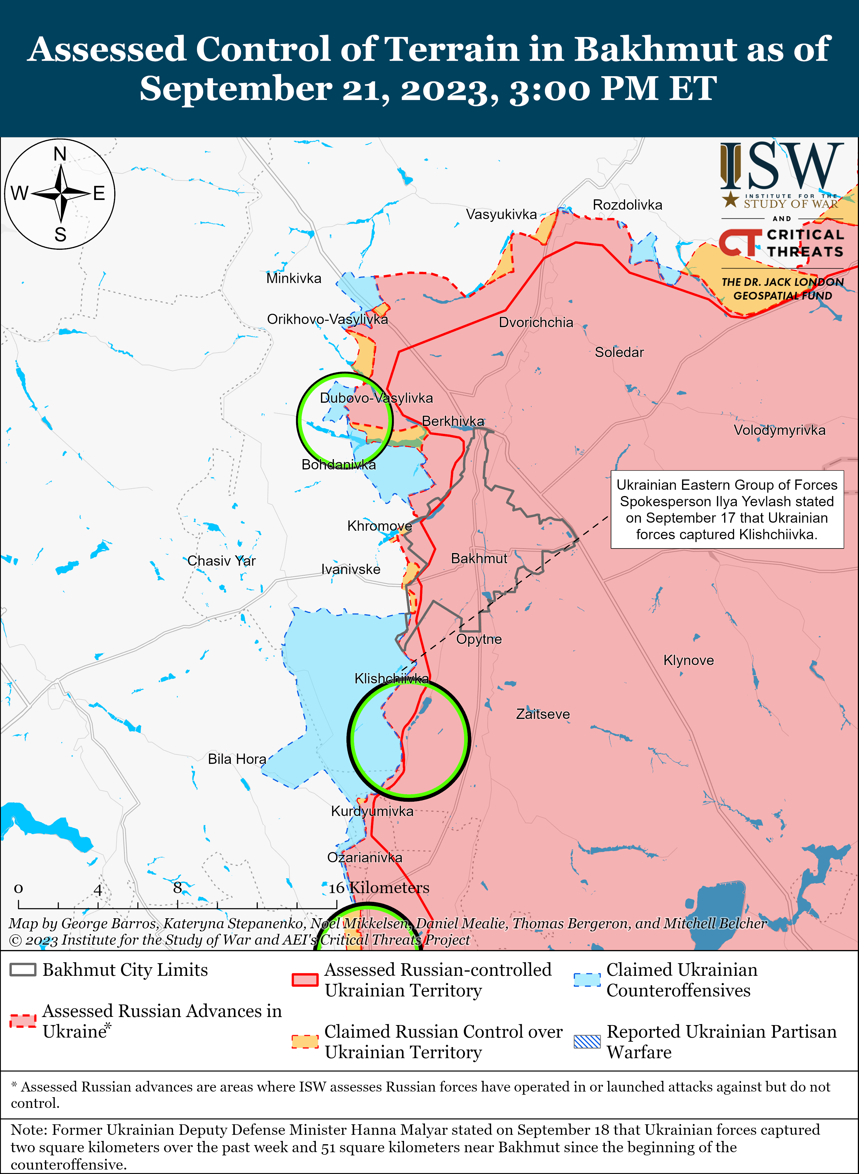 ЗСУ просунулися в районах Бахмута і Вербового: карти боїв ISW